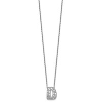 14K White Gold 0.62 Carat Lab Grown Diamond VS+ F+ Complete Letter D Initial Necklace, 18" view 2