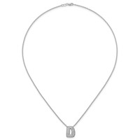 14K White Gold 0.62 Carat Lab Grown Diamond VS+ F+ Complete Letter D Initial Necklace, 18" view 4
