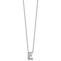 14K White Gold 0.38 Carat Lab Grown Diamond VS+ F+ Complete Letter E Initial Necklace, 18" view 2