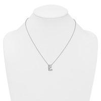 14K White Gold 0.38 Carat Lab Grown Diamond VS+ F+ Complete Letter E Initial Necklace, 18" view 3