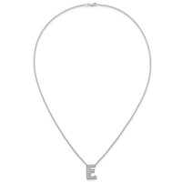 14K White Gold 0.38 Carat Lab Grown Diamond VS+ F+ Complete Letter E Initial Necklace, 18" view 4