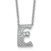14K White Gold 0.38 Carat Lab Grown Diamond VS+ F+ Complete Letter E Initial Necklace, 18" view 1