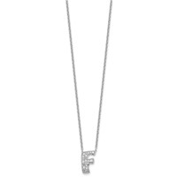 14K White Gold 0.33 Carat Lab Grown Diamond VS+ F+ Complete Letter F Initial Necklace, 18" view 2
