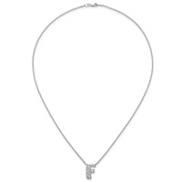 14K White Gold 0.33 Carat Lab Grown Diamond VS+ F+ Complete Letter F Initial Necklace, 18" view 4