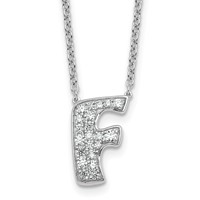 14K White Gold 0.33 Carat Lab Grown Diamond VS+ F+ Complete Letter F Initial Necklace, 18" view 1