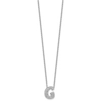 14K White Gold 0.38 Carat Lab Grown Diamond VS+ F+ Complete Letter G Initial Necklace, 18" view 2
