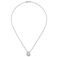 14K White Gold 0.38 Carat Lab Grown Diamond VS+ F+ Complete Letter G Initial Necklace, 18" view 4