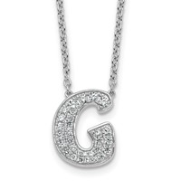 14K White Gold 0.38 Carat Lab Grown Diamond VS+ F+ Complete Letter G Initial Necklace, 18" view 1