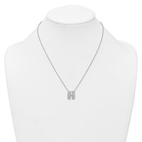 14K White Gold 0.62 Carat Lab Grown Diamond VS+ F+ Complete Letter H Initial Necklace, 18" view 3