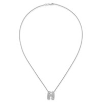 14K White Gold 0.62 Carat Lab Grown Diamond VS+ F+ Complete Letter H Initial Necklace, 18" view 4