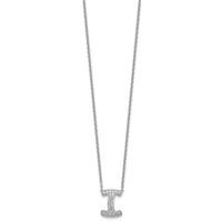 14K White Gold 0.33 Carat Lab Grown Diamond VS+ F+ Complete Letter I Initial Necklace, 18" view 2