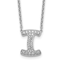 14K White Gold 0.33 Carat Lab Grown Diamond VS+ F+ Complete Letter I Initial Necklace, 18" view 1