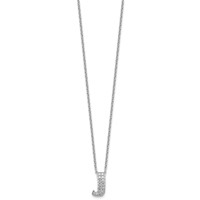 14K White Gold 0.33 Carat Lab Grown Diamond VS+ F+ Complete Letter J Initial Necklace, 18" view 2