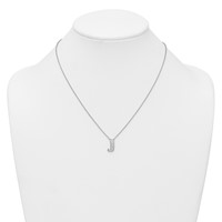 14K White Gold 0.33 Carat Lab Grown Diamond VS+ F+ Complete Letter J Initial Necklace, 18" view 3