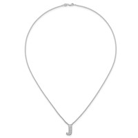 14K White Gold 0.33 Carat Lab Grown Diamond VS+ F+ Complete Letter J Initial Necklace, 18" view 4