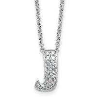 14K White Gold 0.33 Carat Lab Grown Diamond VS+ F+ Complete Letter J Initial Necklace, 18" view 1