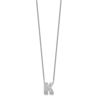 14K White Gold 0.50 Carat Lab Grown Diamond VS+ F+ Complete Letter K Initial Necklace, 18" view 2