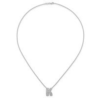 14K White Gold 0.50 Carat Lab Grown Diamond VS+ F+ Complete Letter K Initial Necklace, 18" view 4