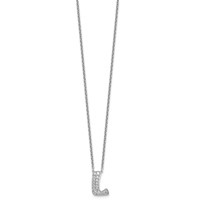 14K White Gold 0.50 Carat Lab Grown Diamond VS+ F+ Complete Letter L Initial Necklace, 18" view 2