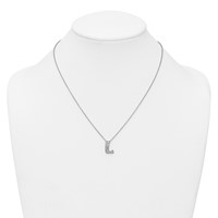 14K White Gold 0.50 Carat Lab Grown Diamond VS+ F+ Complete Letter L Initial Necklace, 18" view 3