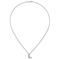 14K White Gold 0.50 Carat Lab Grown Diamond VS+ F+ Complete Letter L Initial Necklace, 18" view 4