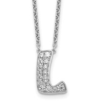 14K White Gold 0.50 Carat Lab Grown Diamond VS+ F+ Complete Letter L Initial Necklace, 18" view 1