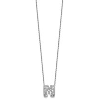 14K White Gold 0.75 Carat Lab Grown Diamond VS+ F+ Complete Letter M Initial Necklace, 18" view 2
