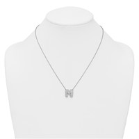 14K White Gold 0.75 Carat Lab Grown Diamond VS+ F+ Complete Letter M Initial Necklace, 18" view 3