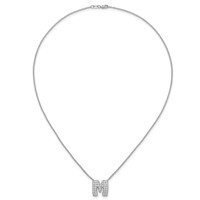 14K White Gold 0.75 Carat Lab Grown Diamond VS+ F+ Complete Letter M Initial Necklace, 18" view 4