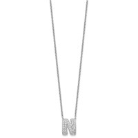 14K White Gold 0.62 Carat Lab Grown Diamond VS+ F+ Complete Letter N Initial Necklace, 18" view 2