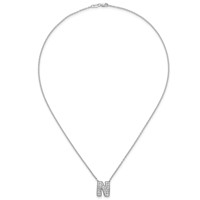 14K White Gold 0.62 Carat Lab Grown Diamond VS+ F+ Complete Letter N Initial Necklace, 18" view 4