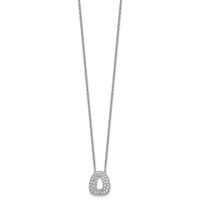 14K White Gold 0.50 Carat Lab Grown Diamond VS+ F+ Complete Letter O Initial Necklace, 18" view 2