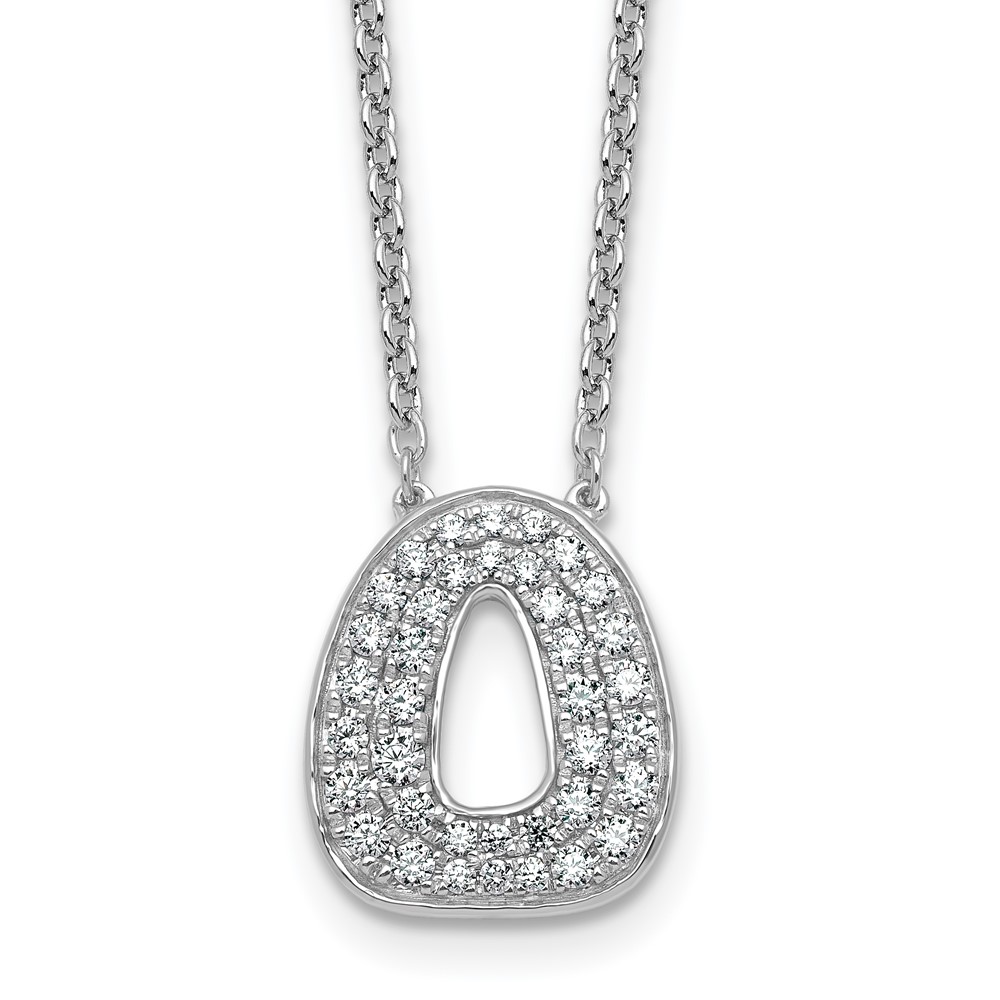 14K White Gold 0.50 Carat Lab Grown Diamond VS+ F+ Complete Letter O Initial Necklace, 18"