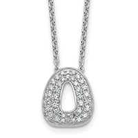 14K White Gold 0.50 Carat Lab Grown Diamond VS+ F+ Complete Letter O Initial Necklace, 18" view 1