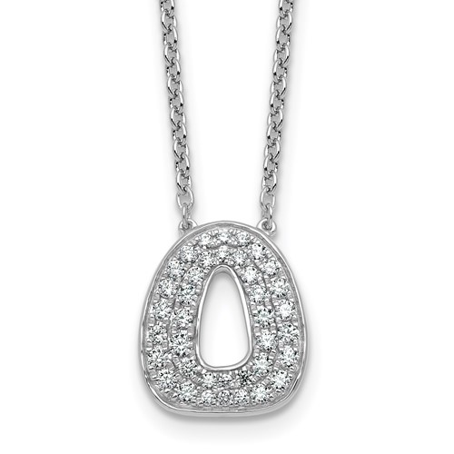14K White Gold 0.50 Carat Lab Grown Diamond VS+ F+ Complete Letter O Initial Necklace, 18"