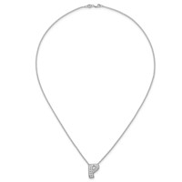 14K White Gold 0.50 Carat Lab Grown Diamond VS+ F+ Complete Letter P Initial Necklace, 18" view 4