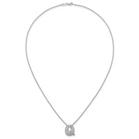 14K White Gold 0.50 Carat Lab Grown Diamond VS+ F+ Complete Letter Q Initial Necklace, 18" view 4