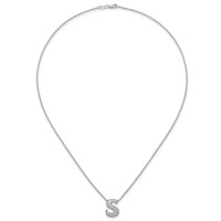 14K White Gold 0.33 Carat Lab Grown Diamond VS+ F+ Complete Letter S Initial Necklace, 18" view 4