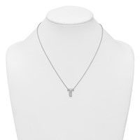 14K White Gold 0.38 Carat Lab Grown Diamond VS+ F+ Complete Letter T Initial Necklace, 18" view 3