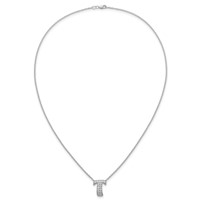 14K White Gold 0.38 Carat Lab Grown Diamond VS+ F+ Complete Letter T Initial Necklace, 18" view 4