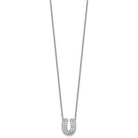 14K White Gold 0.62 Carat Lab Grown Diamond VS+ F+ Complete Letter U Initial Necklace, 18" view 2