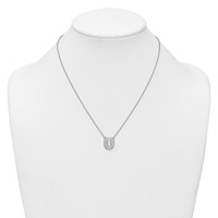 14K White Gold 0.62 Carat Lab Grown Diamond VS+ F+ Complete Letter U Initial Necklace, 18" view 3