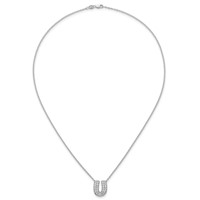 14K White Gold 0.62 Carat Lab Grown Diamond VS+ F+ Complete Letter U Initial Necklace, 18" view 4