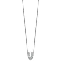 14K White Gold 0.50 Carat Lab Grown Diamond VS+ F+ Complete Letter V Initial Necklace, 18" view 2