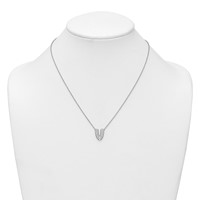 14K White Gold 0.50 Carat Lab Grown Diamond VS+ F+ Complete Letter V Initial Necklace, 18" view 3
