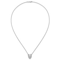 14K White Gold 0.50 Carat Lab Grown Diamond VS+ F+ Complete Letter V Initial Necklace, 18" view 4