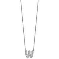 14K White Gold 0.75 Carat Lab Grown Diamond VS+ F+ Complete Letter W Initial Necklace, 18" view 2