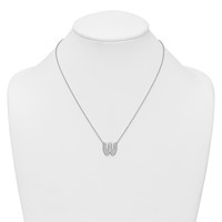 14K White Gold 0.75 Carat Lab Grown Diamond VS+ F+ Complete Letter W Initial Necklace, 18" view 3