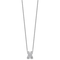 14K White Gold 0.50 Carat Lab Grown Diamond VS+ F+ Complete Letter X Initial Necklace, 18" view 2