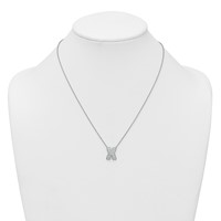 14K White Gold 0.50 Carat Lab Grown Diamond VS+ F+ Complete Letter X Initial Necklace, 18" view 3